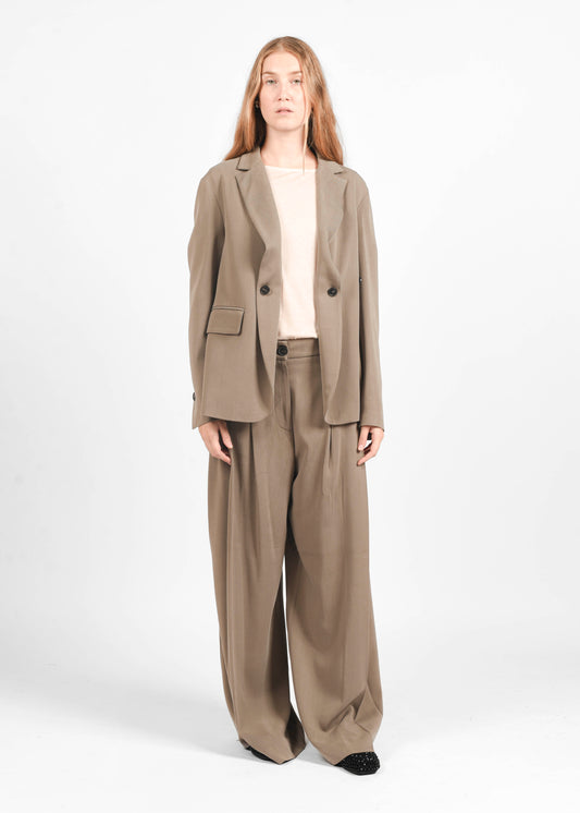 Wide-Leg Trousers - Mud