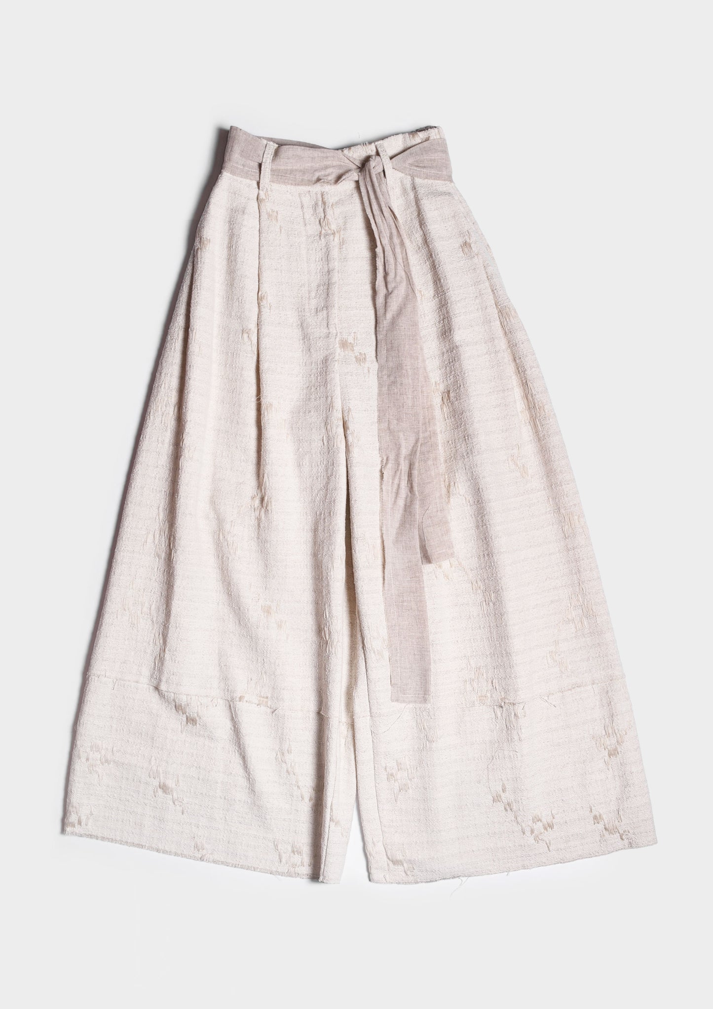 Embroidered Palazzo Pants - Antique White