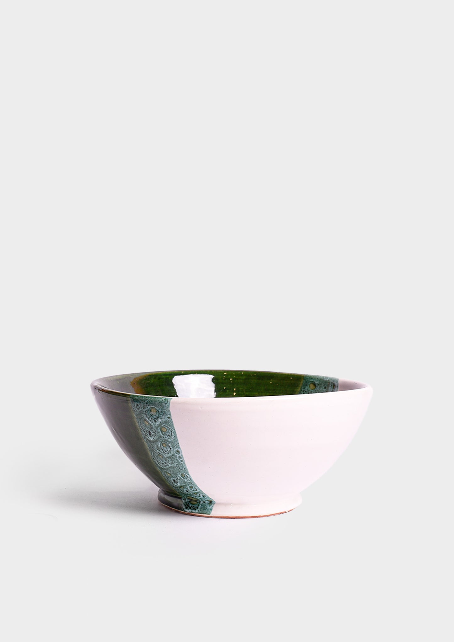 Hand-Painted Moroccan Ceramic Bowl - Bianca Verde