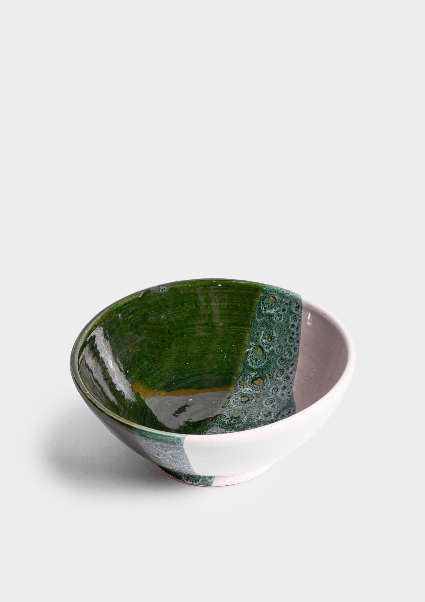 Hand-Painted Moroccan Ceramic Bowl - Bianca Verde