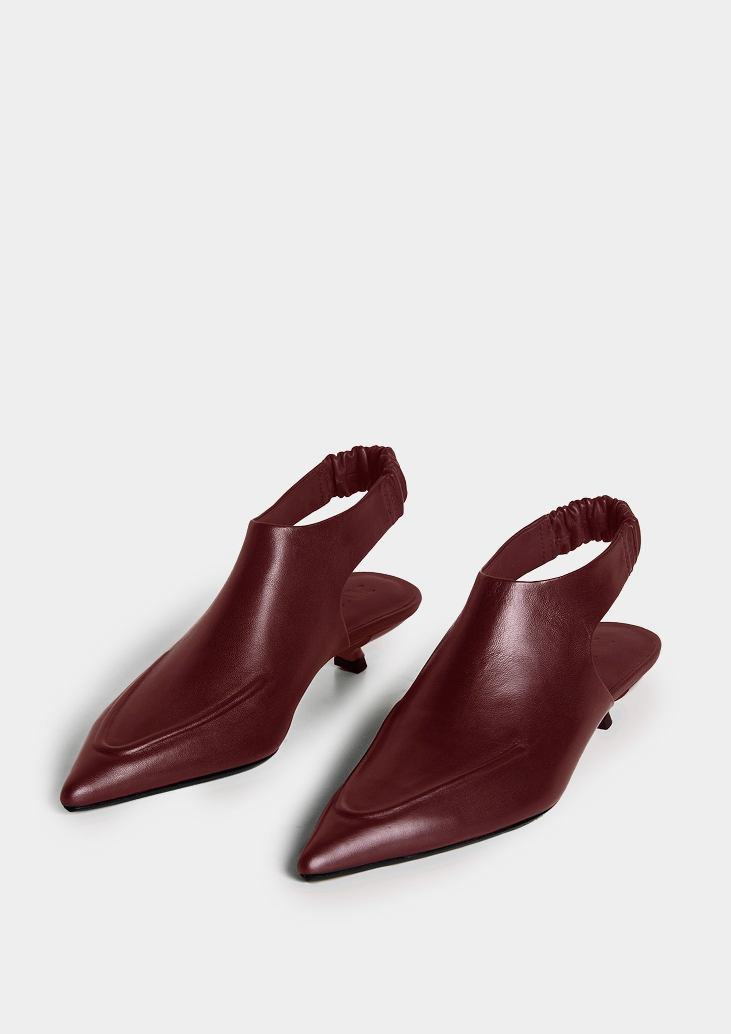Leather V-Cut Slingback - Bordeaux