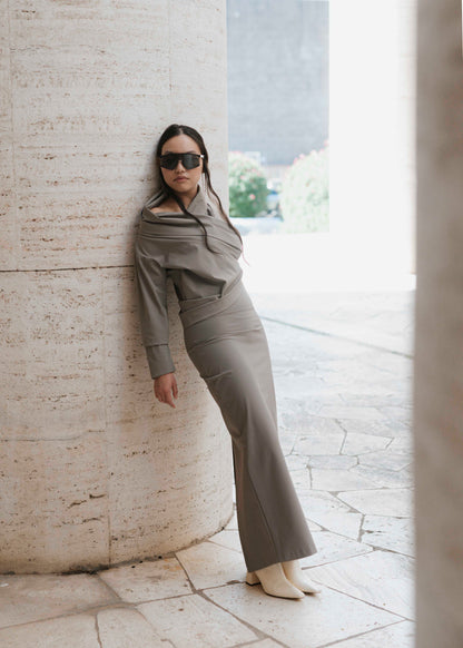 High-Waist Skirt - Moon