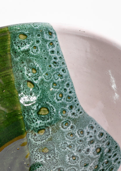 Hand-Painted Moroccan Ceramic Bowl - Bianca Verde