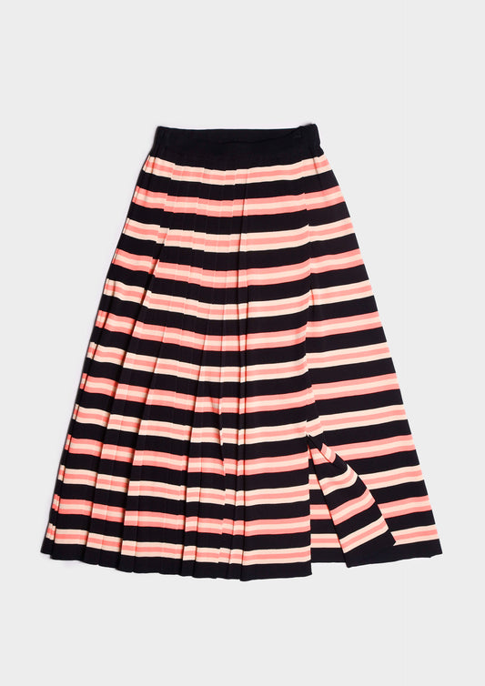 Pleated stripy Skirt - Blu/Rosa/Bianco