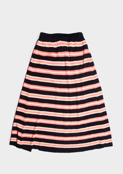 Pleated stripy Skirt - Blu/Rosa/Bianco