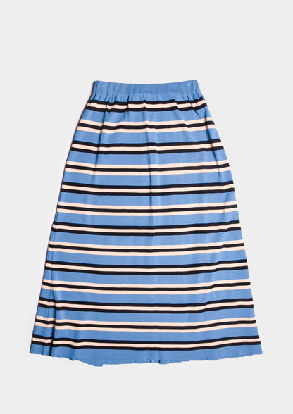 Pleated stripy Skirt - Blu/Celeste/Bianco