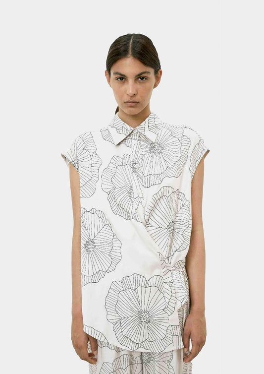 Flowers Embroidered Shirt  - Perla