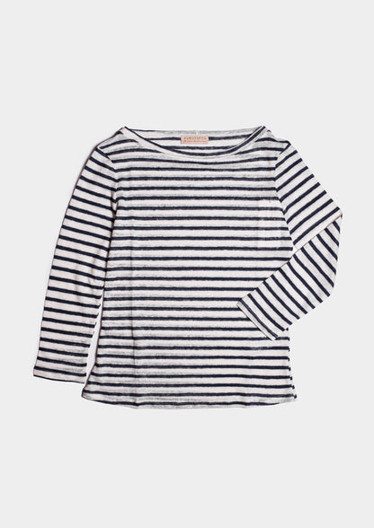 Boat Neck Lino - Bianco/Blu