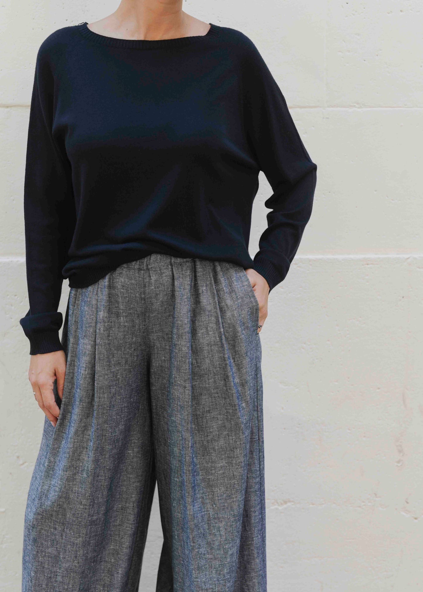 Wide Leg Palazzo Pants - Blue Jeans