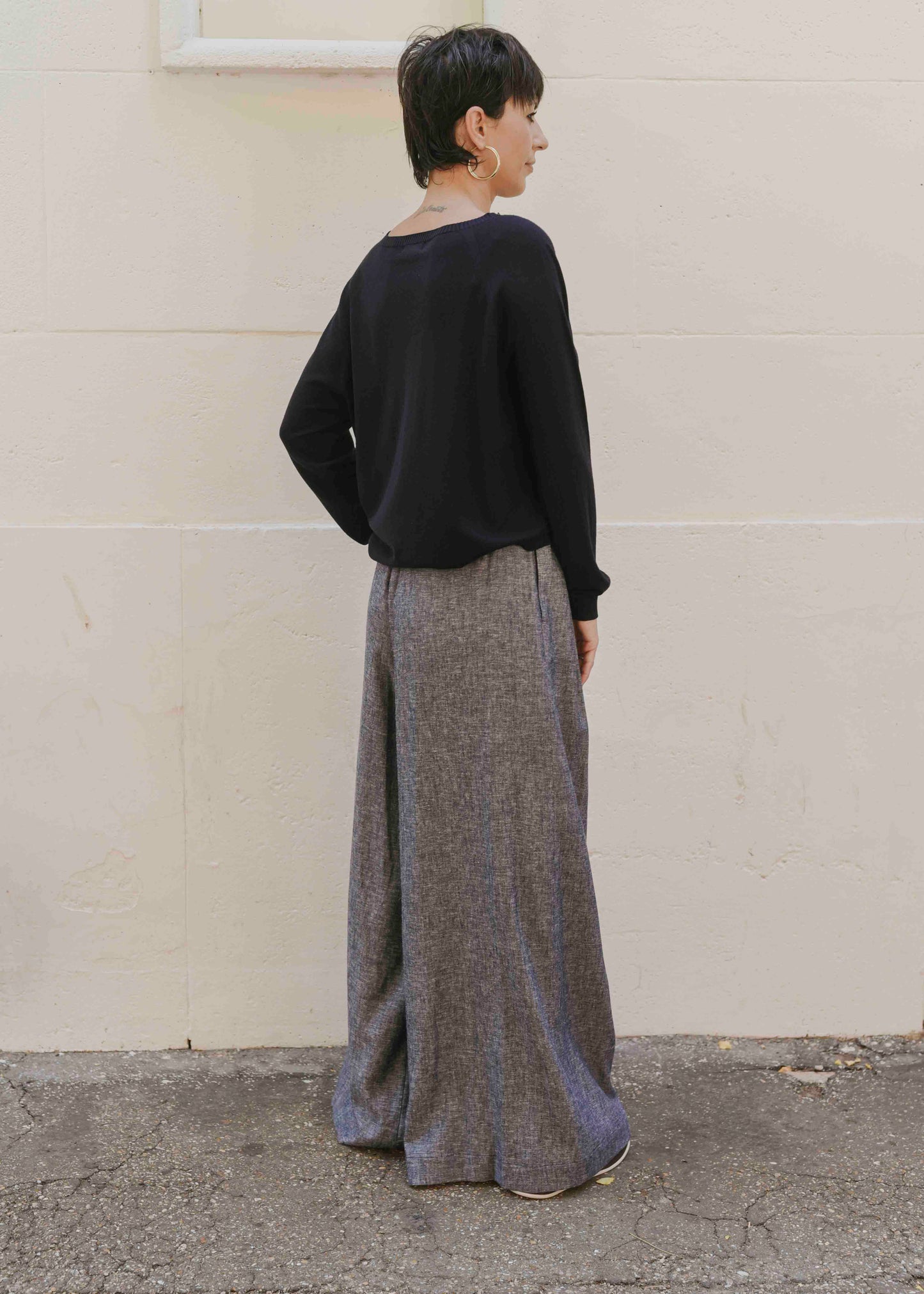 Wide Leg Palazzo Pants - Blue Jeans