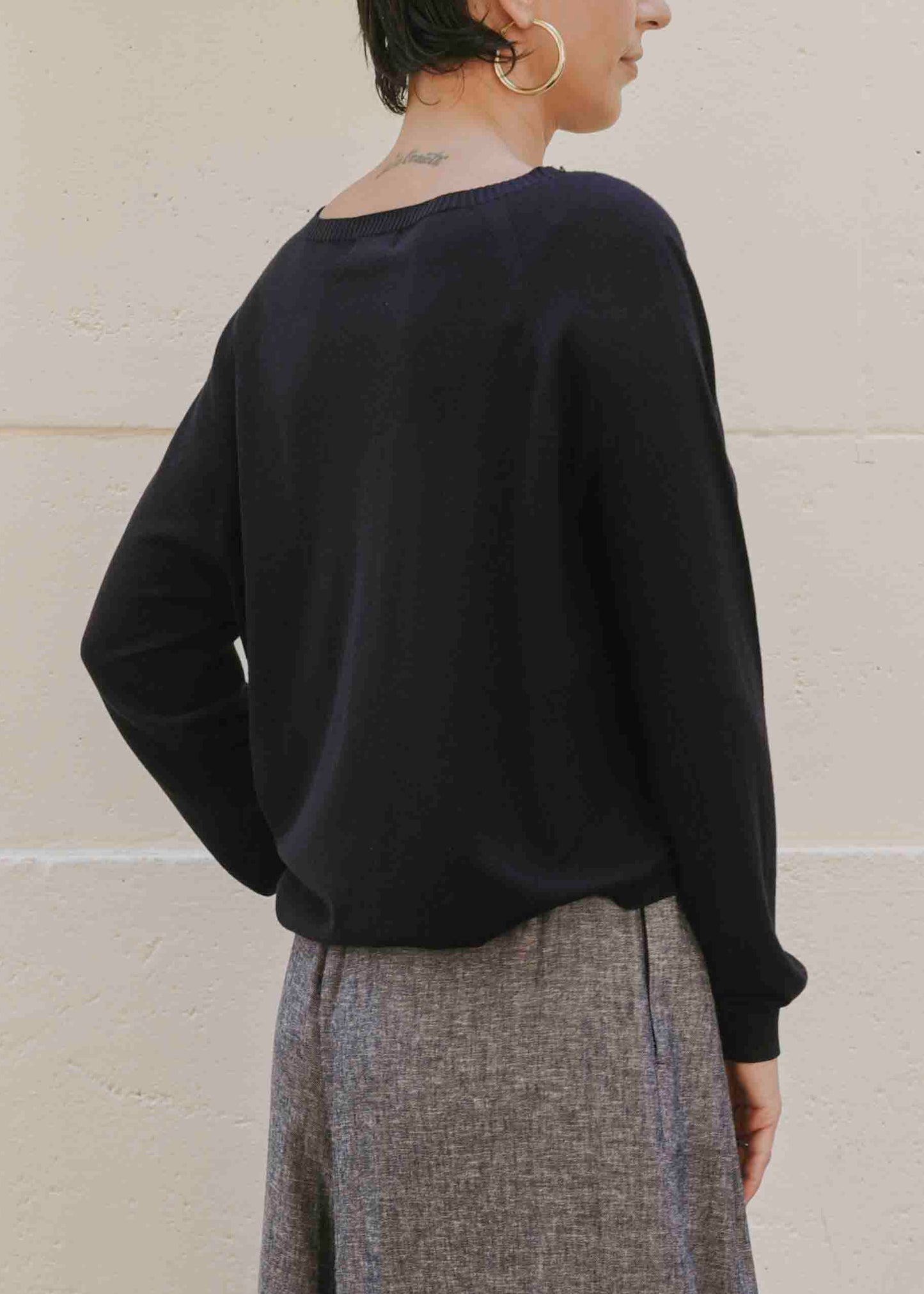 Oversized Boat Neck Sweater - Blu