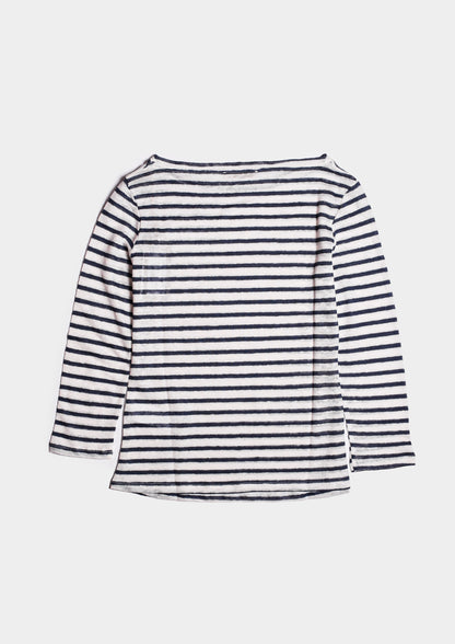 Boat Neck Lino - Bianco/Blu