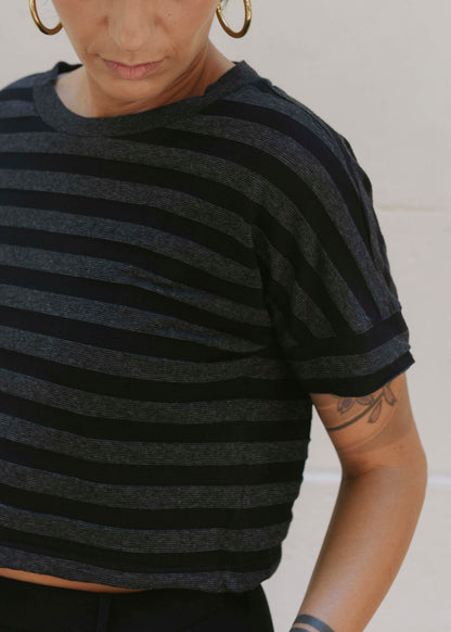 Striped Crop T-Shirt - Nero